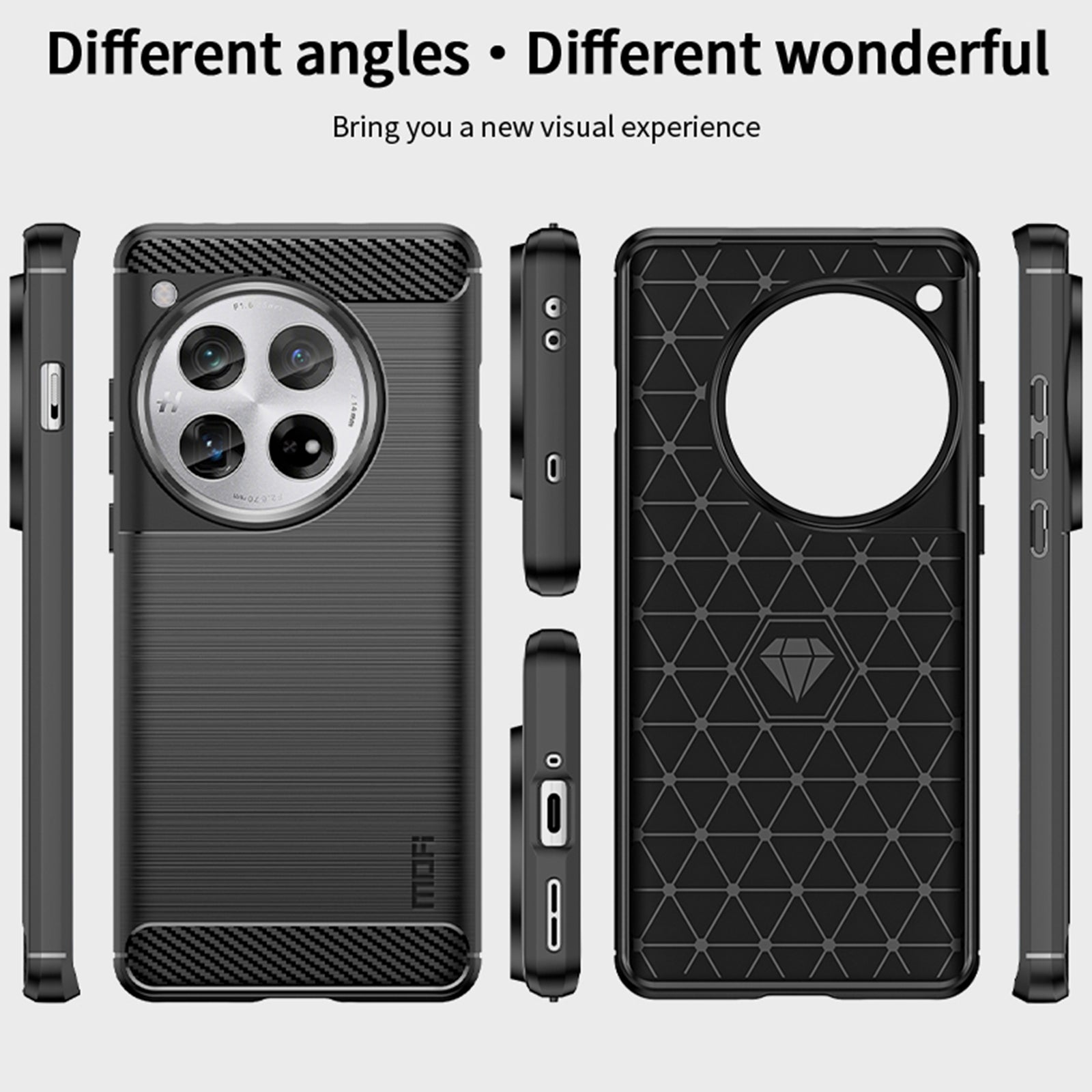 MOFI JK TPU Series-1 For OnePlus 12 5G Case Carbon Fiber Texture TPU Phone Cover - Black MOFI JK TPU Series-1 For OnePlus 12 5G Case Carbon Fiber Texture TPU Phone Cover - Black